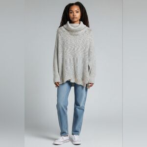 Lush Gray Knit Oversized Cowl Neck Sweater
